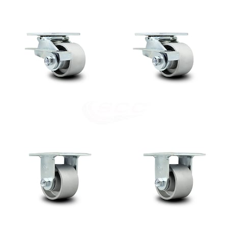 Service Caster 3.25 Inch Semi Steel Caster Set with Ball Bearings 4 Brake 2 Swivel Lock SCC SCC-30CS3420-SSB-SLB-2-R3420-2